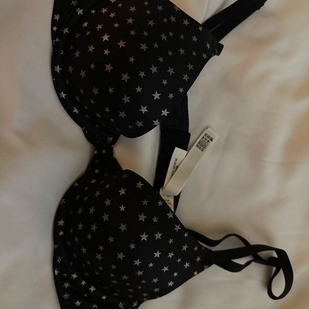 PINK Victoria's Secret Black Star Print Bra Intimates
